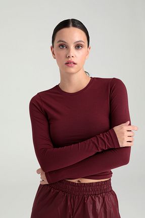 بلوز زرشکی زنانه ساده SHEISMONO - کد 794452392