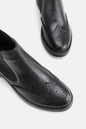 بوت / نیم بوت مشکی زنانه چرم خالص TUNAELLİ - کد 865547788