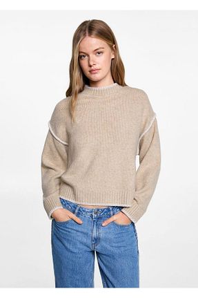 پلیور بژ زنانه ساده MANGO Teen - کد 865559554