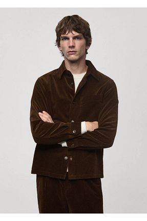 پیراهن قهوه ای مردانه رگولار MANGO Man - کد 865559503