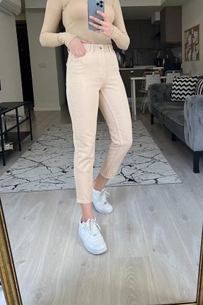 شلوار جین بژ زنانه پاچه لوله تفنگی ByCukurovaFrango - کد 902481271