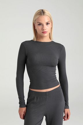 بلوز طوسی زنانه ساده SHEISMONO - کد 865585935