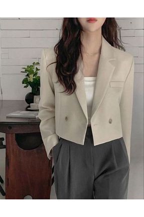 کت بلیزر بژ زنانه پارچه MODA - کد 865607550
