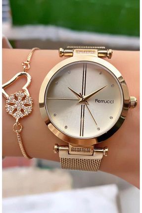 ساعت مچی طلائی زنانه 36-40 میلی متر Ferrucci - کد 865616454