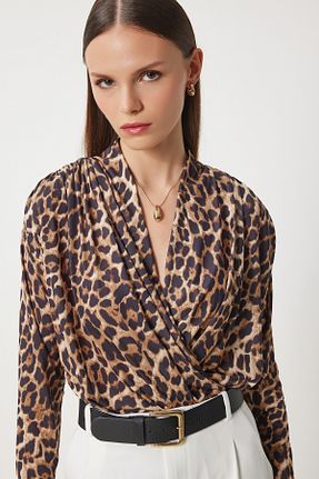 بلوز قهوه ای زنانه پلنگی Lovelyİstanbul - کد 865644105