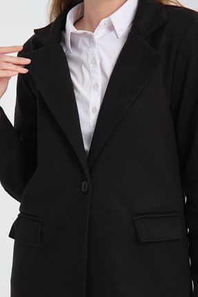 پالتو پشمی مشکی زنانه اورسایز ZERTEX - کد 865261545