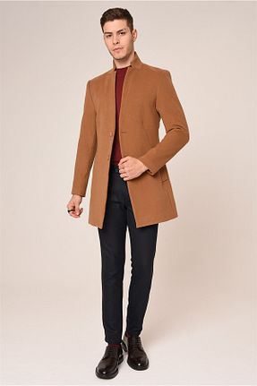 پالتو پشمی قهوه ای مردانه اسلیم Antioch - کد 380051183