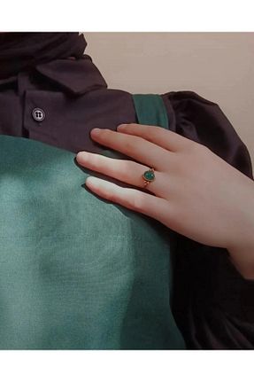 انگشتر جواهر سبز زنانه سنگ طبیعی Akik Diyarı - کد 203138399