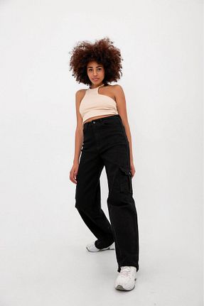 شلوار مشکی زنانه پارچه White Black Jeans - کد 865785874