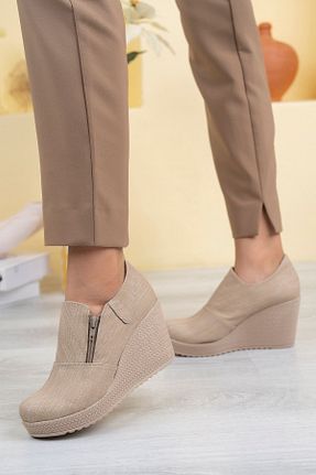 کفش پاشنه بلند پر بژ زنانه پاشنه متوسط (5-9 سانتی متر) NESKA - کد 360238372