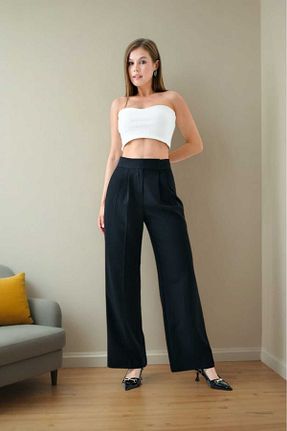شلوار پارچه ای مشکی زنانه فاق نرمال MİSLİNE - کد 858493696