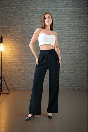 شلوار پارچه ای مشکی زنانه فاق نرمال MİSLİNE - کد 858493696