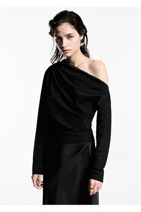 بلوز مشکی زنانه رگولار MANGO - کد 865812078