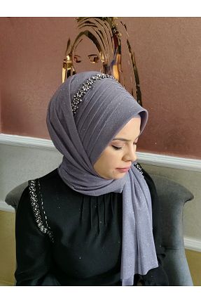 شال طوسی زنانه پنبه پلی استر NurAy - کد 865903217