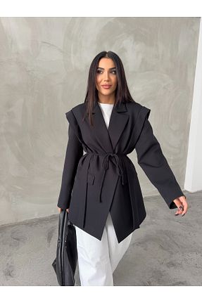 کت بلیزر مشکی زنانه بافتنی HK Style - کد 865901690