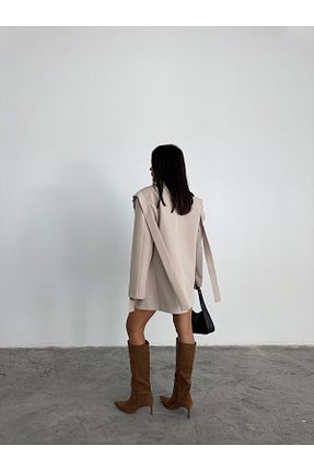کت بلیزر بژ زنانه بافتنی HK Style - کد 865901938