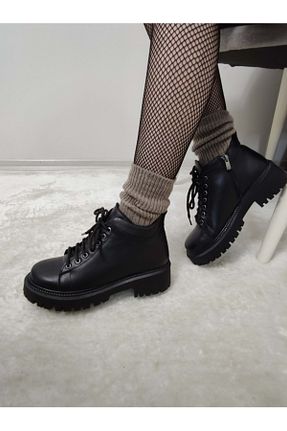 بوت / نیم بوت مشکی زنانه چرم خالص ÇİĞDEM KUNDURA - کد 804450850