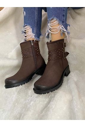 بوت / نیم بوت قهوه ای زنانه پاشنه تخت ÇİĞDEM KUNDURA - کد 392615791