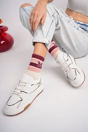 کفش اسنیکر سفید زنانه بند دار MİADORA - کد 866006382