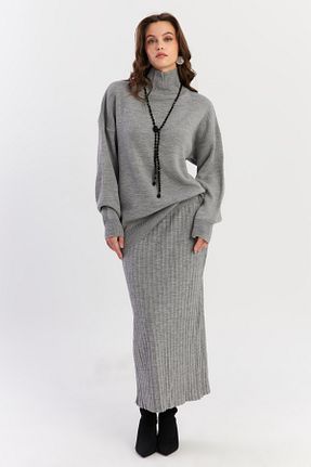 ست بالاتنه و پائین تنه طوسی زنانه تریکو Cool & Modest - کد 864986231