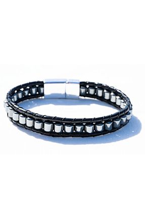 دستبند استیل (فولاد) مشکی مردانه Home - کد 866058908