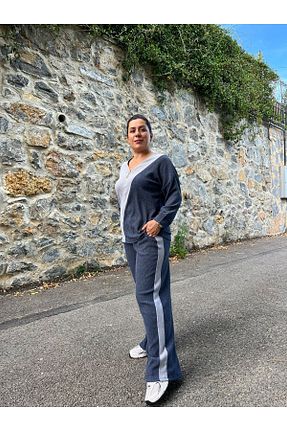 ست بالاتنه و پائین تنه سایز بزرگ سرمه ای زنانه فاق بلند MJORA - کد 866628881