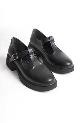 کفش لوفر مشکی زنانه چرم لاکی TAIM - کد 866090506