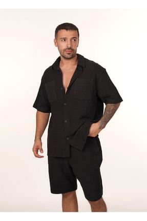ست بالاتنه و پائین تنه مشکی مردانه بافتنی SCSARVİN - کد 866287344