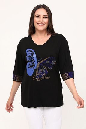 بلوز سایز بزرگ مشکی زنانه سایز بزرگ Ebsumu - کد 754189209