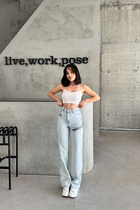 شلوار جین متالیک زنانه پاچه گشاد XRAY JEANS - کد 866245872