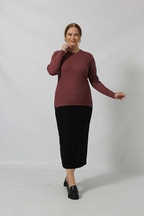 پلیور سایز بزرگ زرشکی زنانه Kazak Moda Berray - کد 789683088