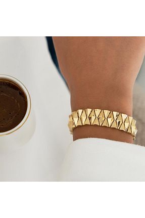 دستبند طلا طلائی زنانه 14 عیار hakan mücevherat - کد 866374617