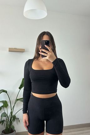 بادی مشکی زنانه یقه مربعی Hello - کد 866279881