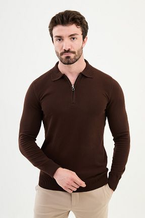پلیور قهوه ای مردانه ساده Mcr - کد 784465956