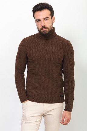 پلیور قهوه ای مردانه طرح دار Mcr - کد 322428793