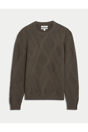 پلیور قهوه ای مردانه ساده Marks & Spencer - کد 866423862