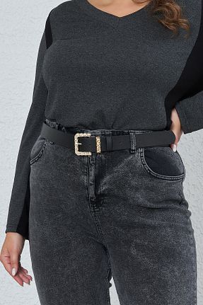 کمربند طلائی زنانه چرم مصنوعی Büyük Moda - کد 358247339