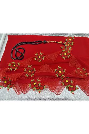 روسری قرمز کرپ DETAY SEDYE ÖRTÜLERİ - کد 866326888