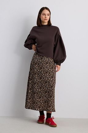 سوئیشرت قهوه ای زنانه ساده BABOKAH - کد 866328243