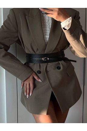کمربند مشکی زنانه چرم مصنوعی LOI Butik - کد 866328620