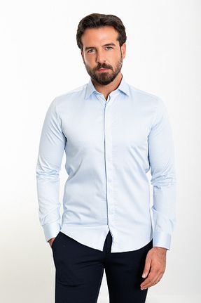 پیراهن آبی مردانه اسلیم فیت Mcr - کد 236483922