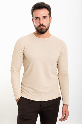 تیشرت بژ مردانه اسلیم فیت Mcr - کد 767305205