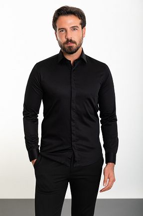 پیراهن مشکی مردانه اسلیم فیت Mcr - کد 236484015