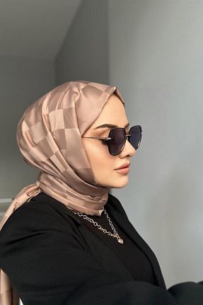 شال قهوه ای زنانه پنبه ای Mira İpek - کد 866362714