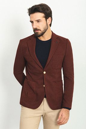 کت قهوه ای مردانه اسلیم فیت Mcr - کد 381583453