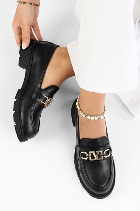 کفش لوفر مشکی زنانه چرم لاکی Shoeberry - کد 866358856