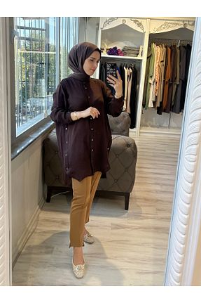 پیراهن قهوه ای زنانه رگولار Invee - کد 836522948
