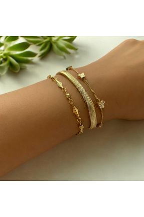 دستبند جواهر طلائی زنانه زیرکن HAKA DESİNG - کد 866415238