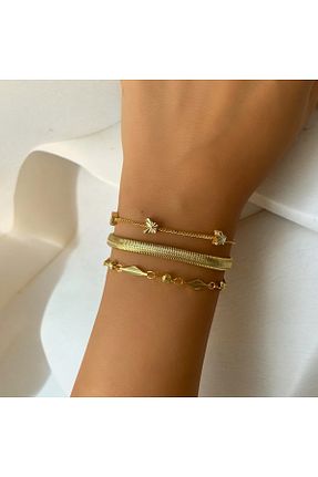 دستبند جواهر طلائی زنانه زیرکن HAKA DESİNG - کد 866415238