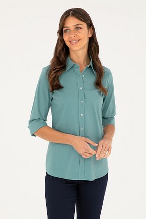 پیراهن فیروزه ای زنانه یقه پیراهنی U.S. Polo Assn. - کد 866428609